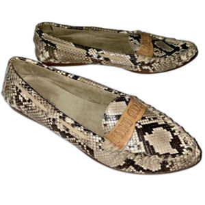 Miu Miu Prada Size 5 Python Flats Snakeskin Slip On Moccasin Pointed Toe Loafers